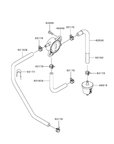 Kawasaki Fr651v-As08 Fuel Tank And Fuel Valve Diagram and Parts List for XT2-LX46KW (Carb-13WFA1CT210)(2015) Cub Cadet Lawn Tractor